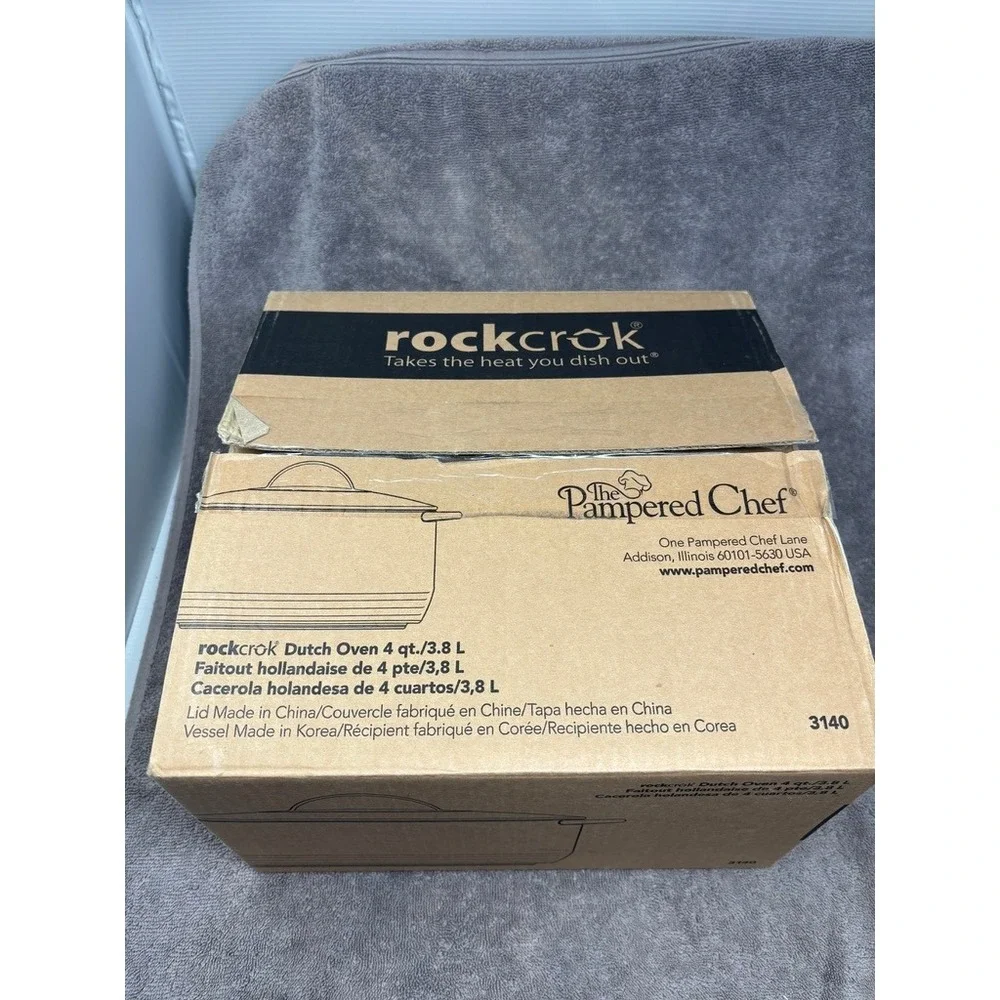 Pampered Chef Rockcrok Dutch Oven Black 4 Qt Ceramic Pot 3140 Retired